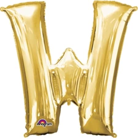 33 In. Letter W Gold Supershape Foil Balloon
